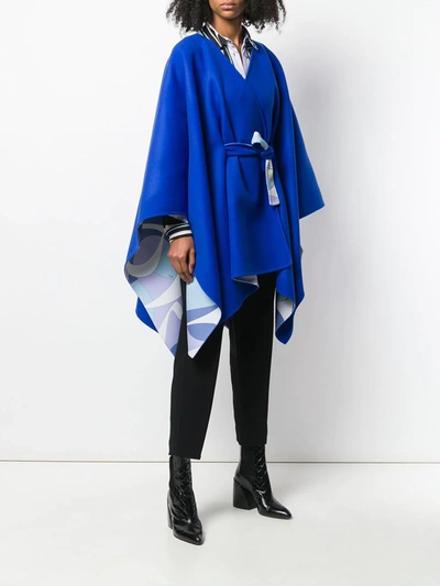 Shop Emilio Pucci Blue Belted Waist Wool Coat In 131 Blu Zaffiro