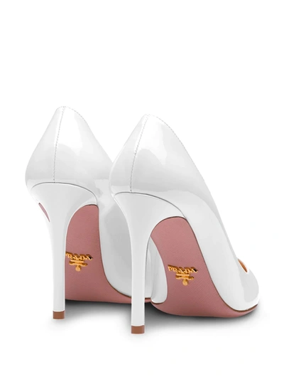 Shop Prada Iridescent Pointed-toe Pumps In White