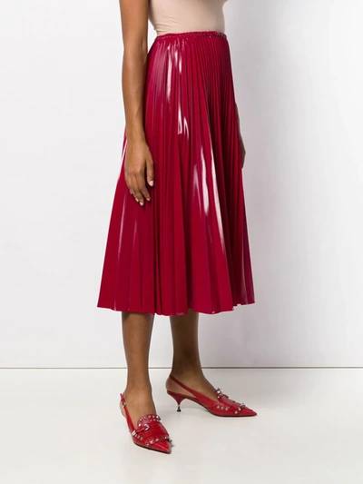 Shop Fendi Pleated Midi Skirt In Red