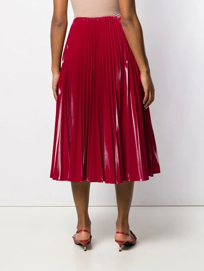 Shop Fendi Pleated Midi Skirt In Red