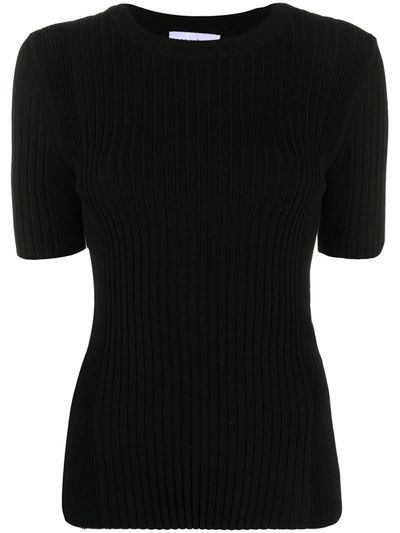 Shop Rabanne Ribbed Fitted T-shirt In Black