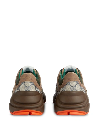 Gucci Gg Rhyton Leather-trimmed Sneakers In Neutrals ,red