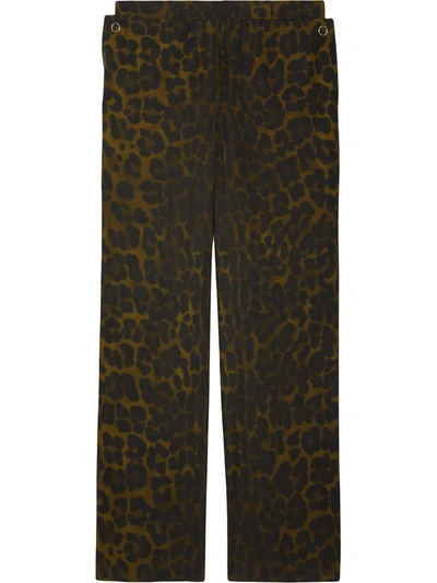 Shop Burberry Straight-fit Leopard Print Trousers In Green