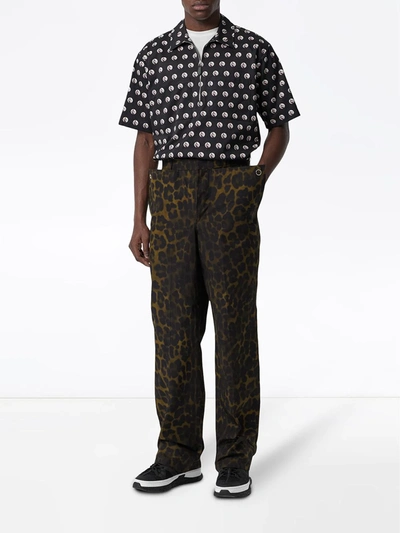 Shop Burberry Straight-fit Leopard Print Trousers In Green