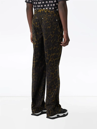 Shop Burberry Straight-fit Leopard Print Trousers In Green