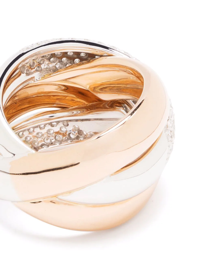 Leo Pizzo 18kt Red And White Gold Waves Diamond Ring In Silber