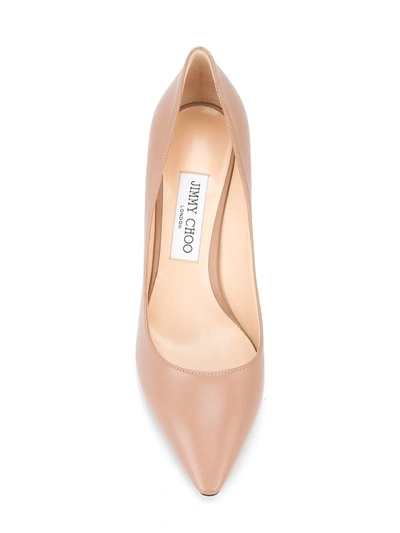 Shop Jimmy Choo Romy 85mm Pumps In Neutrals