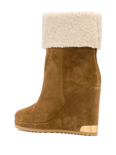 Shop Moncler Zannie Wedge Boots In Brown