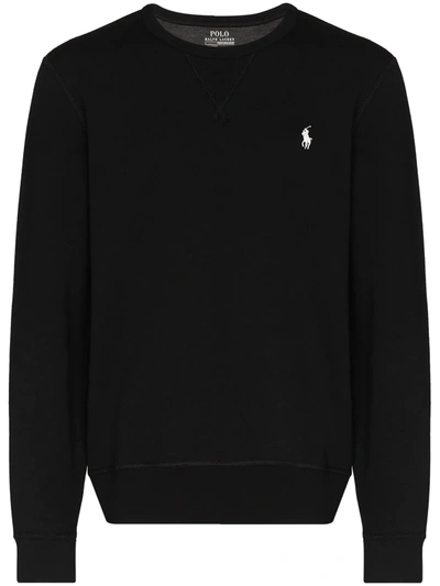 Shop Polo Ralph Lauren Logo-embroidered Sweatshirt In Black