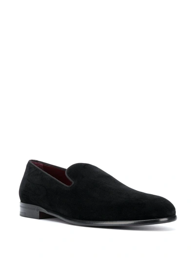 Shop Dolce & Gabbana Leonardo Velvet Slippers In Black