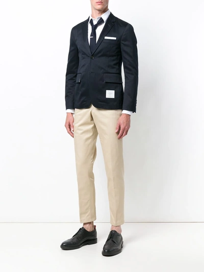 Shop Thom Browne Unconstructed Cotton Sport Coat In Blue