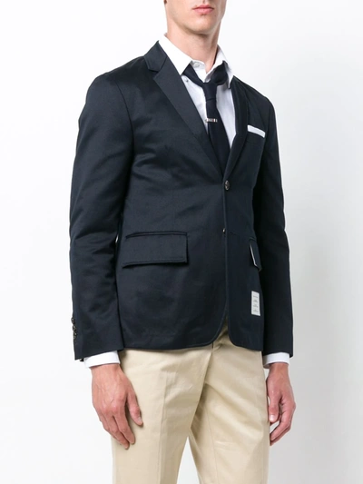 Shop Thom Browne Unconstructed Cotton Sport Coat In Blue