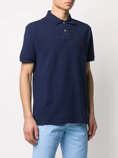 Shop Ralph Lauren Embroidered Logo Polo Shirt In Blue
