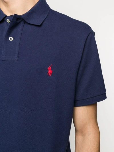 Shop Ralph Lauren Embroidered Logo Polo Shirt In Blue