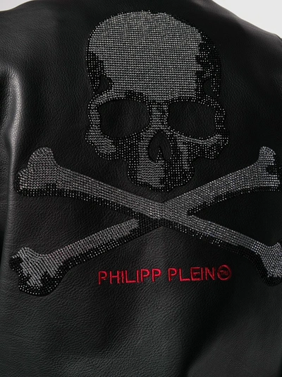 Shop Philipp Plein Zipped Biker Jacket In Black