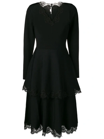 Shop Stella Mccartney Tiered Lace Detail Dress In Black