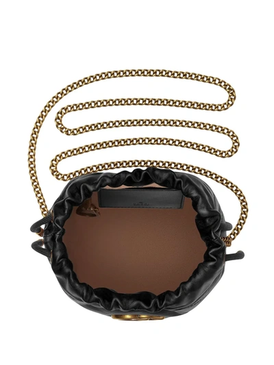 Gucci Crossbody Black Leather Bucket Bag With Logo In Black