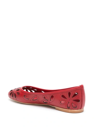 Shop Sarah Chofakian Leather Ballerinas In Red