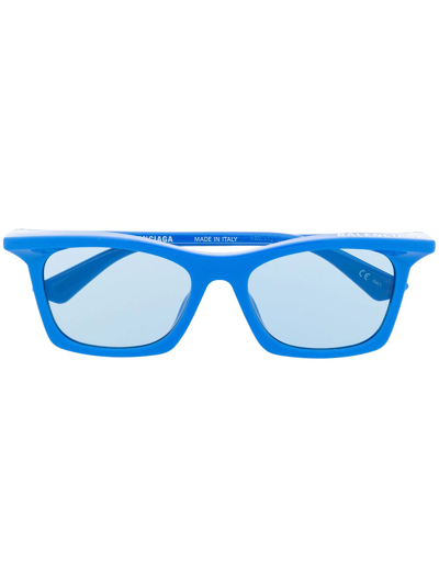 Shop Balenciaga Rim Rectangular-frame Sunglasses In Blue