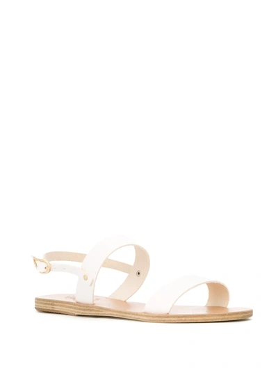 Ancient Greek Sandals Clio Double-strap Leather Sandals In White