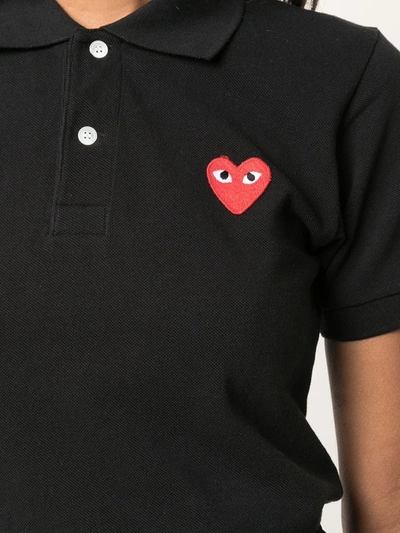 Comme des Garçons PLAY Mens Polo Shirt Embroidery Patch Heart Eyes Logo Sz L