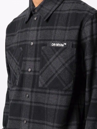 Shop Off-white Outline-arrows Flannel Shirt In Grey