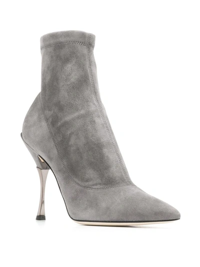 Shop Dolce & Gabbana Sock Ankle Booties In Grey