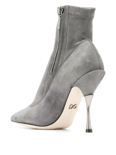 Shop Dolce & Gabbana Sock Ankle Booties In Grey