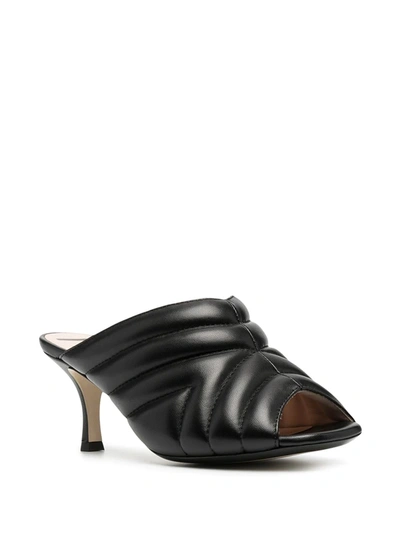N°21 Quilted Mid-heel Mules In Black