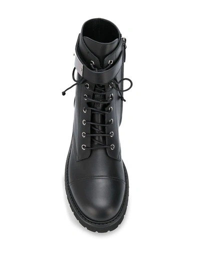Shop Giuseppe Zanotti Strapped Combat Boots In Black