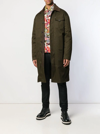 Shop Dsquared2 Button-up Parka Coat In Green