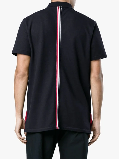 Thom Browne Logo-patch Short-sleeve Polo Shirt In Blue