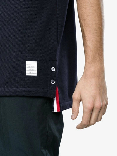 Shop Thom Browne Center-back Stripe Piqué Polo In Blue