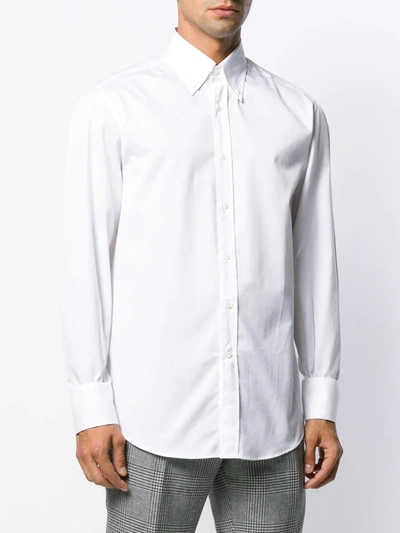 Brunello Cucinelli Spread-collar Long-sleeve Shirt In White