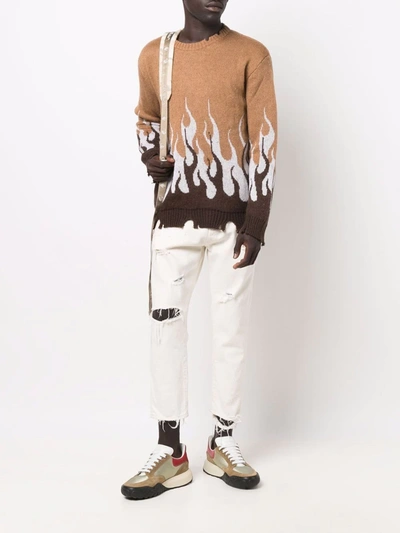 Shop Vision Of Super Flame-print Knitted Jumper In Braun