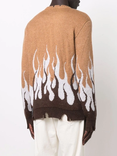 Shop Vision Of Super Flame-print Knitted Jumper In Braun