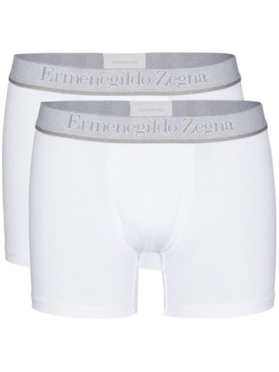 Shop Ermenegildo Zegna Logo-waistband Set Of Two Boxer Shorts In 白色