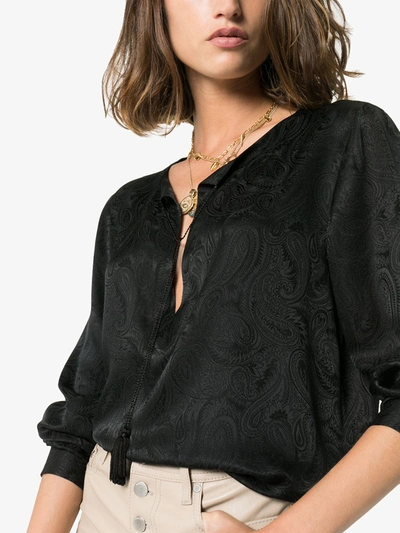 Shop Nili Lotan Lucena Paisley-print Silk Blouse In Black
