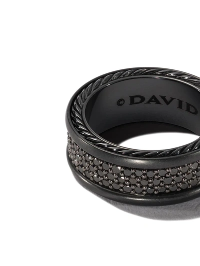 Shop David Yurman Streamline Three Row Diamond Band Ring In Black