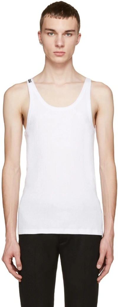 Shop Dolce & Gabbana White Ribbed Marcello Tank