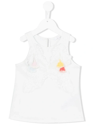 Shop Chloé Butterfly Embroidered Tank Top In White