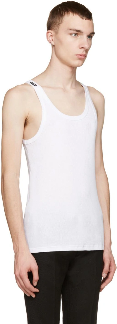 Shop Dolce & Gabbana White Ribbed Marcello Tank