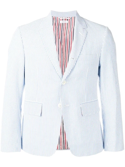 Shop Thom Browne Seersucker Sport Coat In Blue