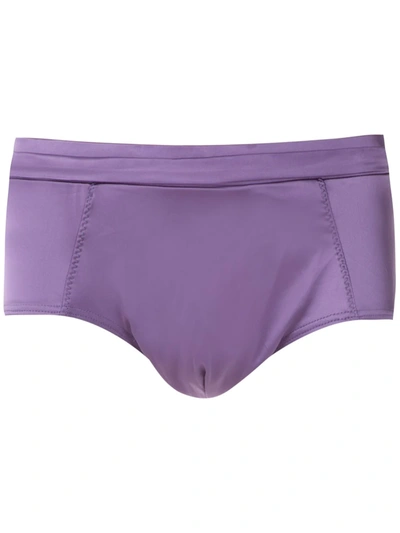 Shop Amir Slama Satin Swim Trunks In Purple