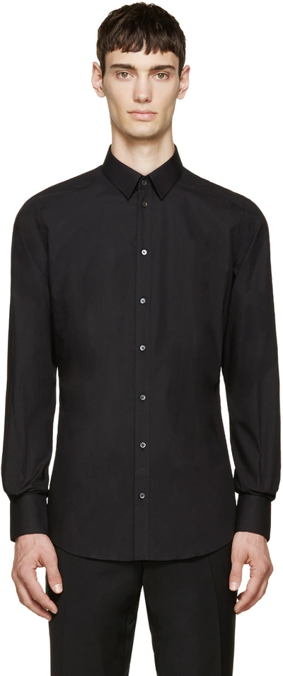 Dolce & Gabbana Men Logo Embroidery Shirt In Black