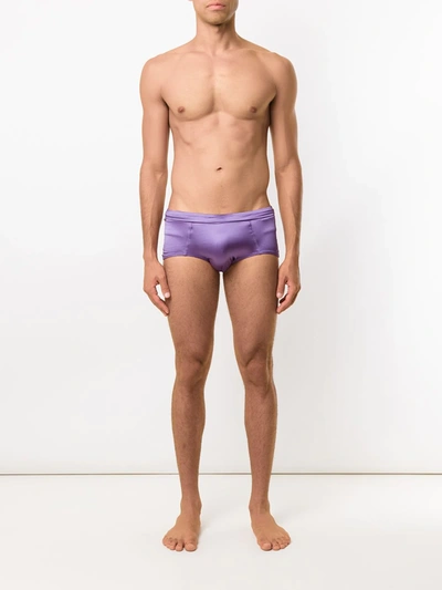 Amir Slama Satin Swim Trunks In Purple