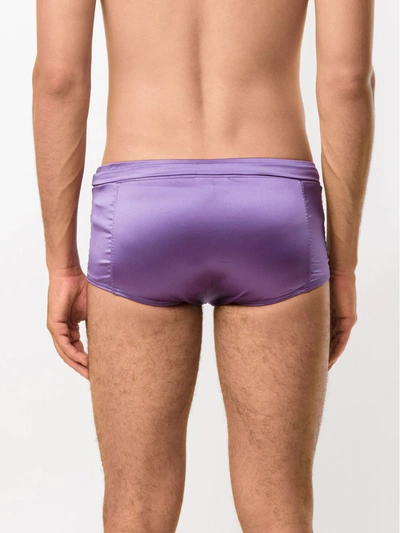 Shop Amir Slama Satin Swim Trunks In Purple