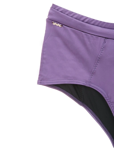 Shop Amir Slama Satin Swim Trunks In Purple