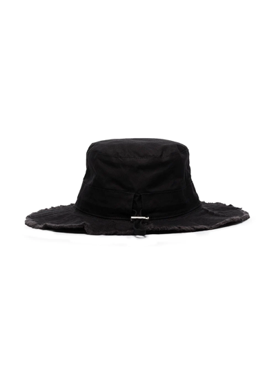 Jacquemus Artichaut Frayed Expedition Hat In Black In Black