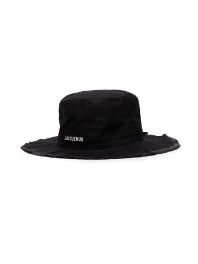 Jacquemus Artichaut Frayed Expedition Hat In Black In Black